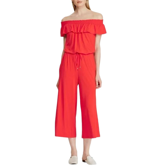 Lauren Ralph Lauren Red Red Off Shoulder Wide Leg Size 1X - Picture 1 of 11
